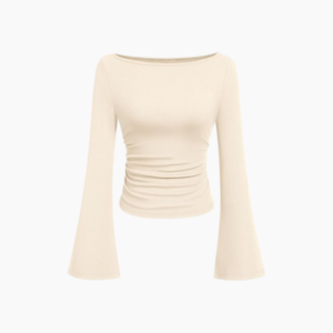 PRETTYGARDEN Womens Bell Long Sleeve Ribbed Knit Tops