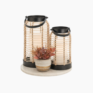 Natural Rattan Boho Lanterns - Handcrafted Chic Farmhouse Decor for Home