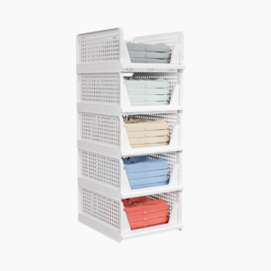 caktraie 5 Pack Stackable Closet Storage Basket - Stackable Storage Bins